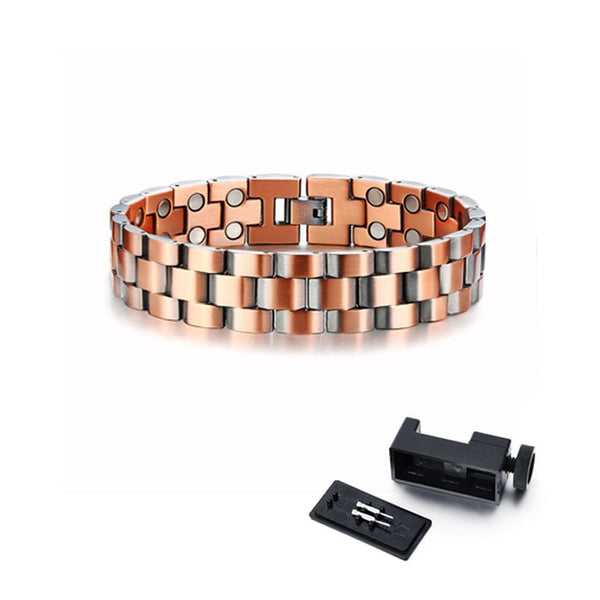 Mens Elegant Pure Copper Magnetic Therapy Link Bracelet Pain Relief For Arthritis And Carpal Tunnel Male Jewelry 8.46"