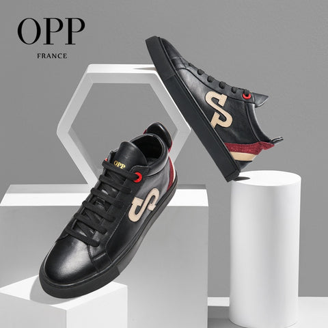 OPP Men's Shoes Summer Breathable Lace-up Boots Leather Mixed Color Shoes Street Style Casual Men's Skate Shoes