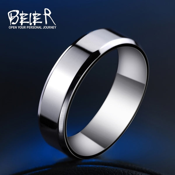 316L Stainless Steel ring Cool Man's High Polished Jewelry Silver Color Fashion Wedding Ring  WR-R006