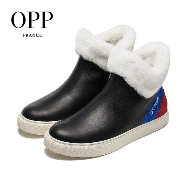 OPP Men Boots Anti-Skidding Leather Shoes Men OPP Popular Comfy Spring Autumn Men Shoes Short Plush Snow Boots Durable Outsole