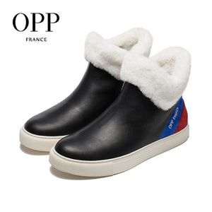 OPP Men Boots Anti-Skidding Leather Shoes Men OPP Popular Comfy Spring Autumn Men Shoes Short Plush Snow Boots Durable Outsole