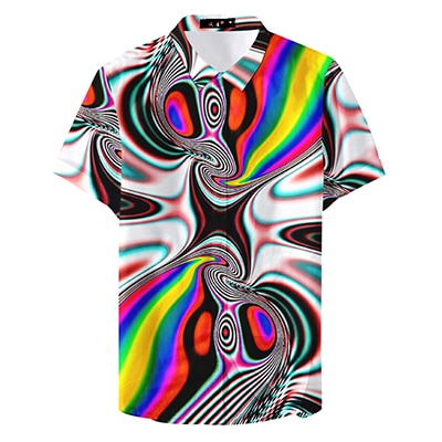 Button Up Digital Neon Camouflage Vintage Man Casual Shirts