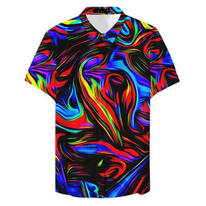 Button Up Digital Neon Camouflage Vintage Man Casual Shirts