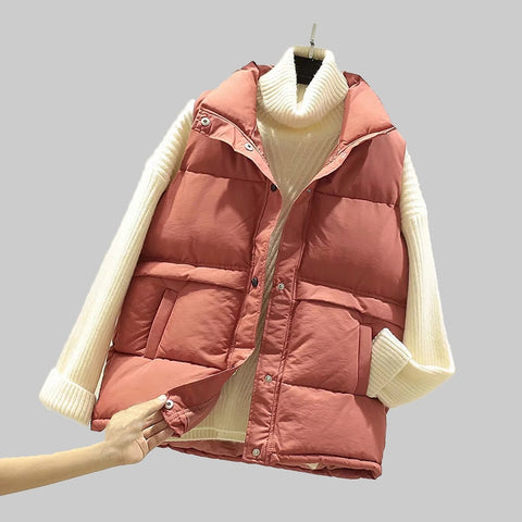 Women Sleeveless Vest Winter Warm Cotton Padded Jacket
