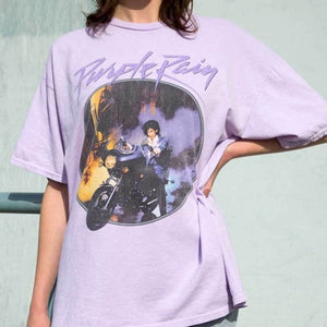 Purple Rain Vintage Graphic Tee Short Sleeve Purple Casual T Shirt