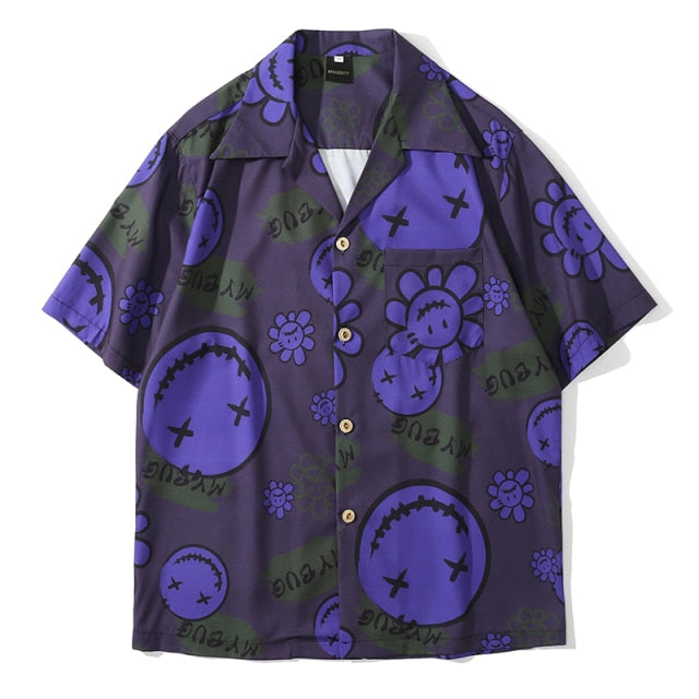 Men Shirts Summer Daisy Hawaiian Shirts Button Up Graphic Print
