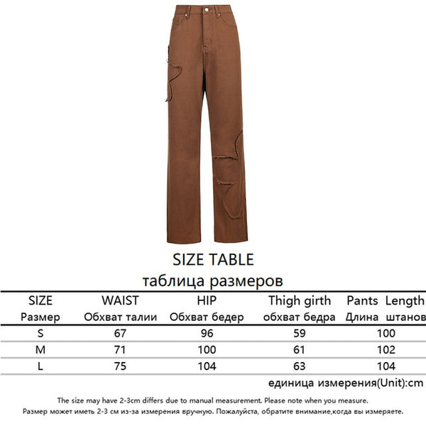 Vintage Y2K Baggy Brown Jeans Women Streetwear Loose High Waist Trousers