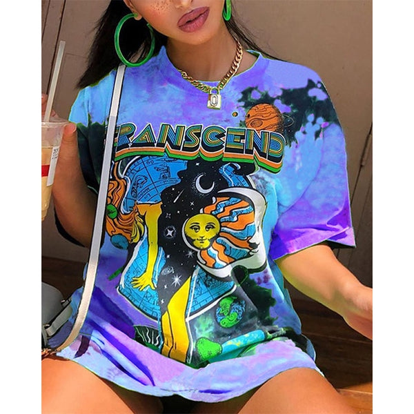 High Street Oversized T-shirt Women Summer Y2K Clothes Plus Size Short Sleeve Harajuku O-neck Graphic Bodyfriend Tee Tops