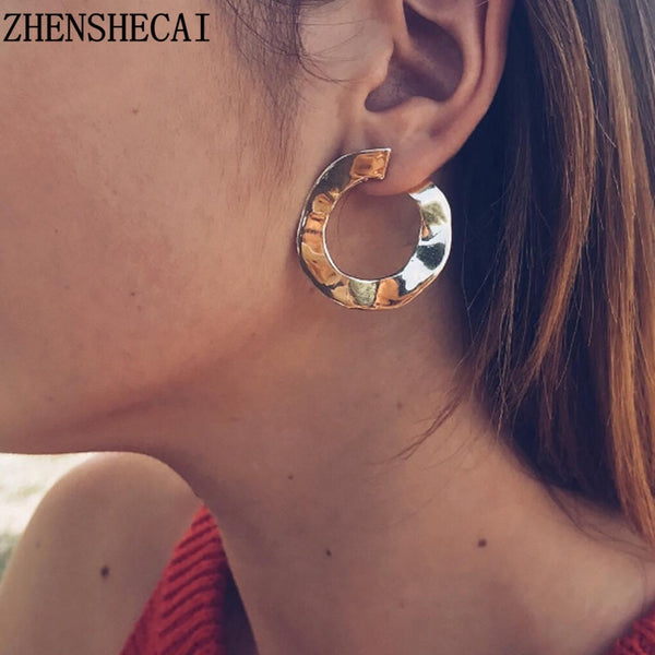 New fashion jewelry hoop earring sliver gold color Irregular geometric circles earring for women girl party birthday gift e0395