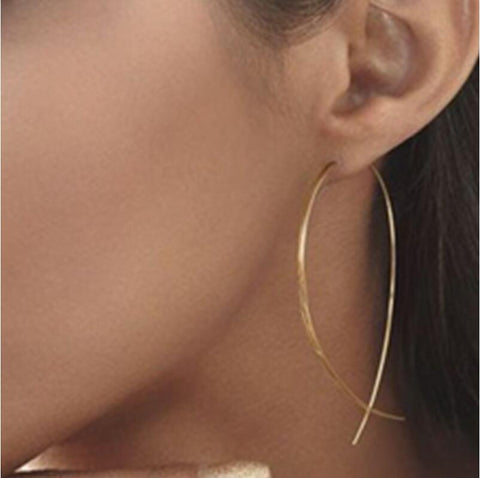 E019 One Pair New Fashion Gold- Big Hoop Earring Vintage Punk Cross Long Hoop Earring for Women Hot Sale Jewelry Wholesale