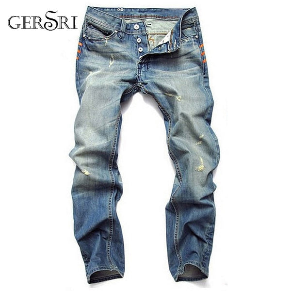 Gersri Hot Sale Casual Men Jeans Straight Slim Cotton High Quality Denim Jeans Men Retail & Wholesale Warm Men Jeans Pants