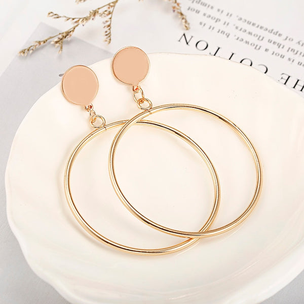 Golden Silver Color Hoop Earrings For Women Hollow Round Circle Statement Ear Jewelry Gift For Party Wedding Brincos