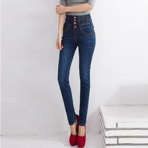 2019 Jeans Womens High Waist Elastic Skinny Denim Long Pencil Pants Plus Size 40 Woman Jeans Camisa Feminina Lady Fat Trousers