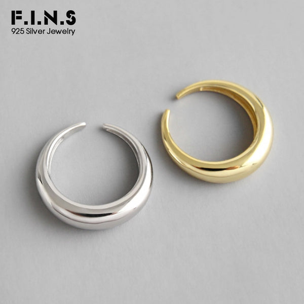 F.I.N.S Sterling Silver Rings for Women Simple Silver Golden Finger Ring Minimalist Open Adjustable Ring Silver 925 Jewelry