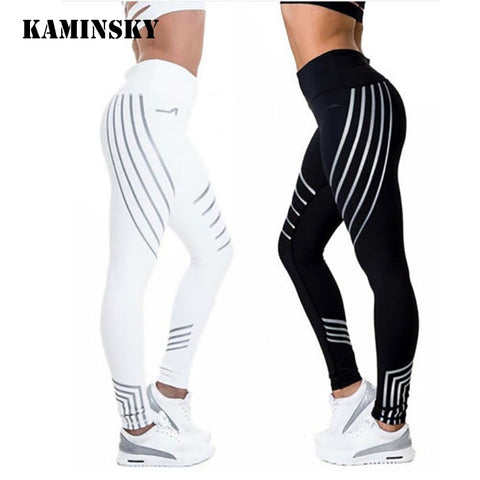 Kaminsky New Woman Fitness Leggings Light High Elastic Shine Leggins Workout Slim Fit Women Pants Black Trousers Leggings